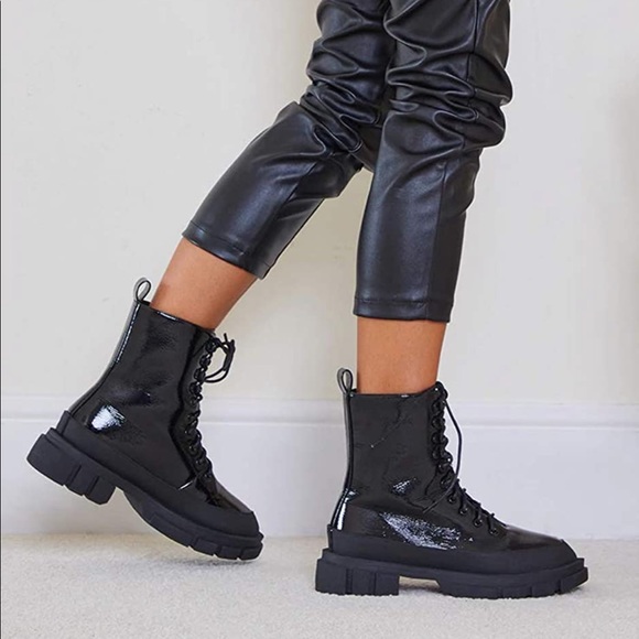 🆕 Chunky Sole Moto Biker Boots 90s Style Y2K Platform Fashion Combat - Picture 13 of 14
